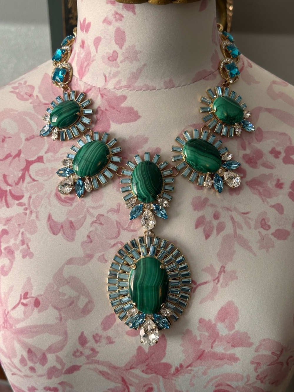Dolce and Gabbana PIETRE OVALI Crystal & Malachite Necklace - Picture 11 of 11